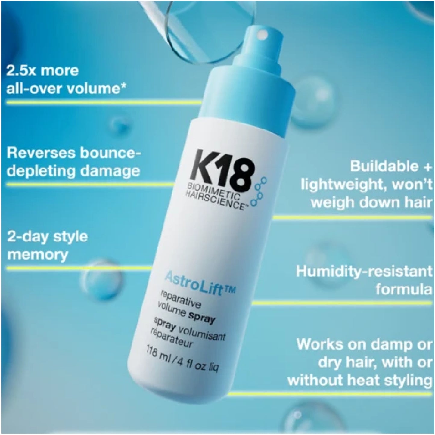 วอลุ่ม สเปร์ย บำรุงผมเเละหนังศรีษะ K18 Astro Lift