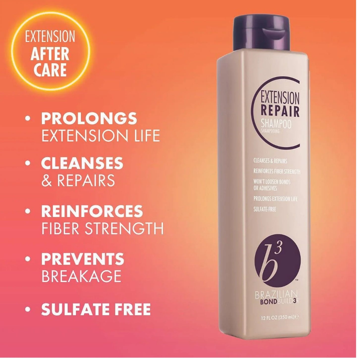 แชมพู / ครีมนวด ออกแบบเฉพาะเพื่อผมต่อโดยเฉพาะ ทำความสะอาดล้ำลึก  B3 Brazilian Bondbuild3r Extension Repair Shampoo / Conditoner