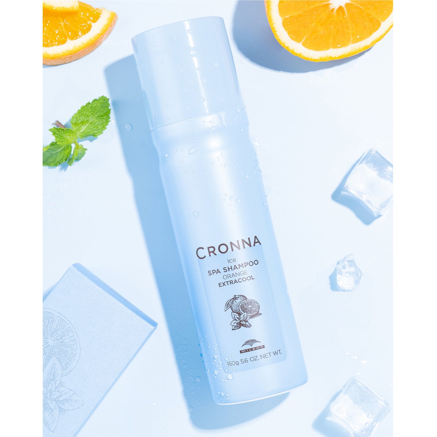 โฟมแชมพู  สูตรเย็น Milbon cronna ice spa shampoo orange extra cool